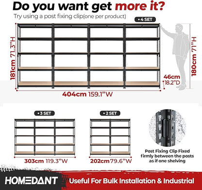 HOMEDANT 5-Tier Laminated Boltless Heavy Duty Metal Shelving Unit Adjustable Garage Storage Utility Rack Shelves Organization Multipurpose Shelf Warehouse Industrial 39.8" W x 18.2" D x 71.3" H 3Pack