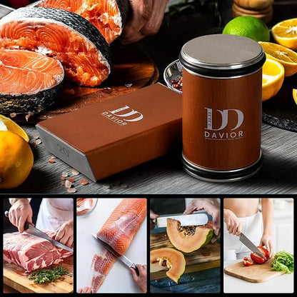 Davior Rolling Knife Sharpener Kit with Diamond Discs, 15° & 20° Multi Angle Magnetic Knife Sharpener Roller Tool for Kitchen and Pocket Knives, Finger Protector, Leather Strop & Carry Bag