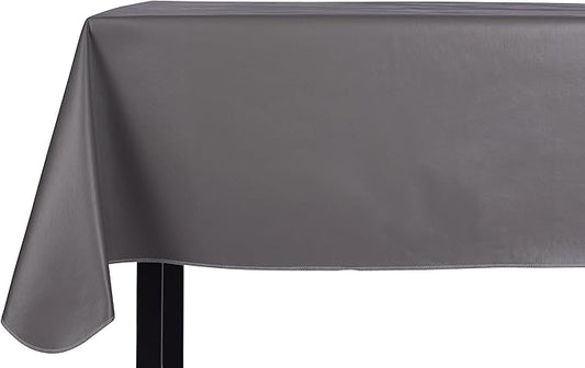 Yourtablecloth Heavy Duty Vinyl Rectangle or Square Tablecloth – 6 Gauge Heavy Duty Tablecloth – Flannel Backed – Wipeable Tablecloth with Vivid Colors & Many Sizes 52 x 90 Gray