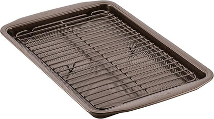 Circulon Nonstick Bakeware Set with Nonstick Cookie Sheet / Baking Sheet and Cooling Rack - 2 Piece, Chocolate Brown