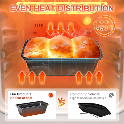 HONGBAKE Mini Loaf Pan for Baking Bread, 6 x 3.3 x 2 In Nonstick Small Banana Bread Tins Set of 3, Tiny Carbon Steel Meatloaf Pan - Dark Grey