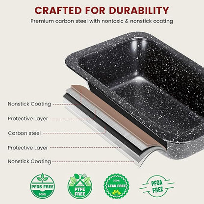 10-Piece Baking Pans Set, Bakeware Sets Nonstick, Baking Set for Oven Cooking, Stackable Carbon Steel Set Include Cookie Sheets, Muffin Pan, Cake Pan, Pizza Pan, Loaf Pan, Roasting Pan, Black
