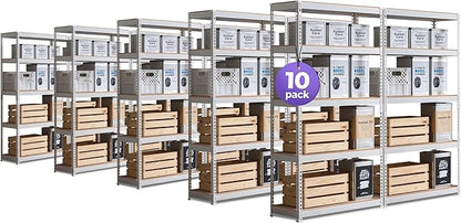 HOMEDANT 5 Tier White Storage Shelves Adjustable Laminated Boltless Garage Metal Shelving Unit Heavy Duty Utility Rack Shelf Warehouse Pantry Closet Kitchen 35.9" W x 16.2" D x 71.3" H White 10Pack