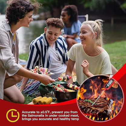 6 Pcs Instant Read Meat Thermometer with Long Probe 9.65 Inch Kitchen Cooking Food Candy Waterproof Digital Thermometer for BBQ Water Milk Yogurt Liquid Cooking(Red)