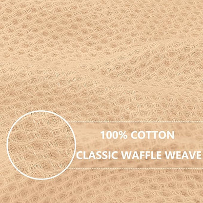 Homaxy 100% Cotton Waffle Weave Kitchen Dish Towels, Ultra Soft Absorbent Quick Drying Cleaning Towel, 13 x 28 Inches, 4-Pack, Apricot