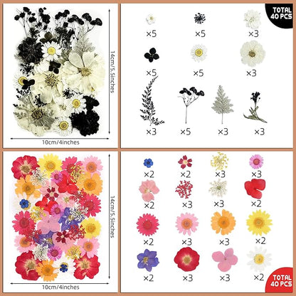 160 Pcs Dried Pressed Flowers with Tweezers for Crafts, Dried Flowers for Resin Crafts for Jewelry Making for Candle Making for Wedding Card