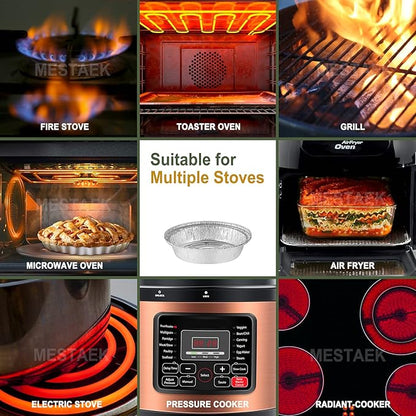 9" Aluminum Foil Pans with Clear Lids 50 Pack,Heavy Duty Disposable Containers for Roasting,Storing,Baking,Cooking,Recyclable