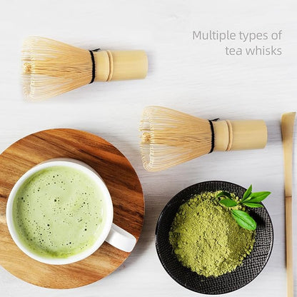 6Pcs Matcha Whisk Set With Bamboo Whisk(120-Prong) and Ceramics Holders and Bowl,Scoop,Stainless Steel Sifter for Women Christmas Birthday Gifts