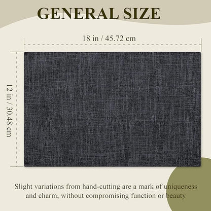 KXN Placemats Set of 8, Dual-Layer Thickened Faux Linen Table Mats, Heat Resistant & Wrinkle-Free, Machine Washable Cloth Place Mats for Kitchen Dining Indoor Outdoor (Dark Grey)