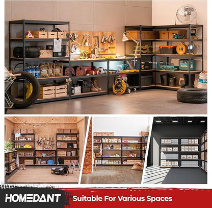 HOMEDANT 5 Tier Laminated Boltless Heavy Duty Garage Storage Adjustable Wide Size Metal Shelving Unit Utility Rack Shelves Organization Multipurpose Shelf Shed Warehouse 47.7"W x 24.1"D x 71.3"H 3Pack