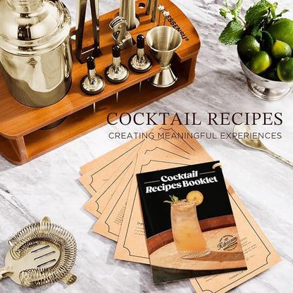 KITESSENSU Cocktail Shaker Set Bartender Kit with Stand | Bar Set Drink Mixer Set with All Essential Accessory Tools: Martini Shaker, Jigger, Strainer, Mixer Spoon, Muddler |Champagne Gold