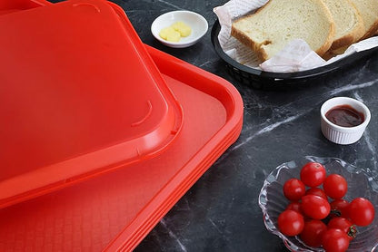 New Star Foodservice Fast Food Tray, Set of 12 (Red, 10 by 14 Inch)