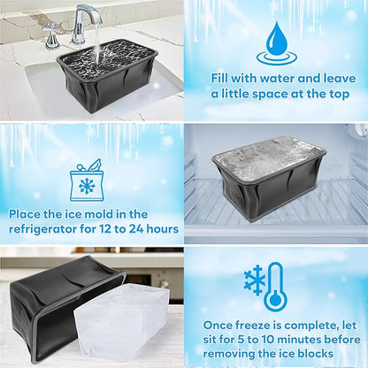 2 x 12 Lbs XXL Ice Molds | Silicon Ice Block Mold for Ice Baths | Cold Plunge Ice Molds | 12 Lb XXL Ice Block Mold | 11" x 7" x 5" Largest Ice Mold Available (2)