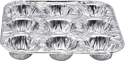 9-Cavity Mini Cupcake and Muffin Pans | Disposable Aluminium Baking Pans | Use for Baking Mini Muffin, Cupcake, Cake | For Weddings, Parties, Birthdays, Gatherings (100 Pack)