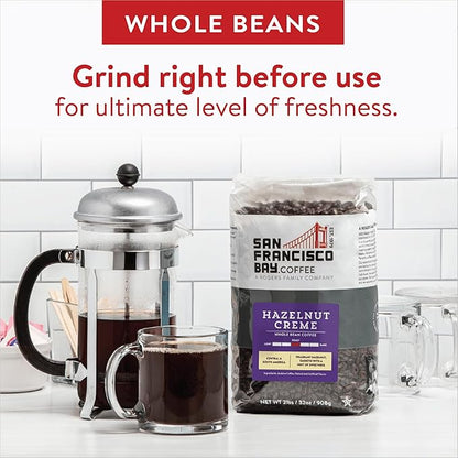 San Francisco Bay Coffee - Flavored Medium Roast Whole Bean Coffee - Hazelnut Crème (2 lb bag)
