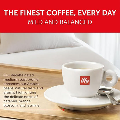 Illy Ground Espresso Coffee, Decaffeinated - Medium Roast - Mild & Balanced - 100% Arabica - Pressurized Packaging Sealed for Freshness - 8.8oz (Pack of 6)