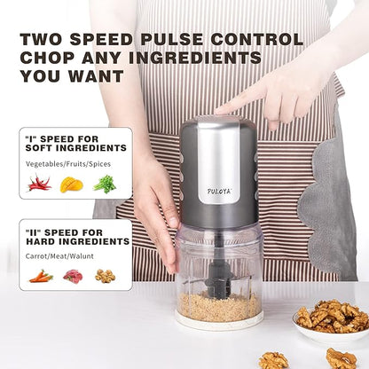 Mini Prep Food Processor for Chopping Mincing and Puree Vegetables and Meat 2 Speed Electric Food Chopper, 400-Watt, 4 Stainless Steel Blades, 2 Cup Capacity, Black
