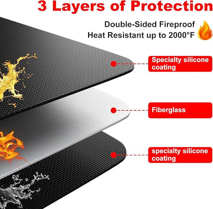 Extra Large 90 x 50 Inch Under Grill Mat for Outdoor Grill, Double-Sided Fireproof Deck & Patio Protector, Heat Resistant BBQ Mat, Waterproof & Oil-Proof for Charcoal, Gas Grill, Smoker, Fire Pit