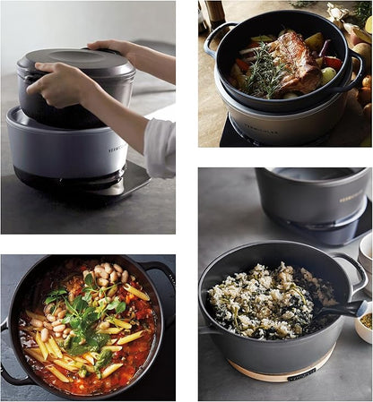 Vermicular Musui–Kamado (RICEPOT) | Cast Iron Induction Cooker | Precision Multicooker | Japanese Rice Cooker | Slow Cooker | Non-Toxic Enameled Cast Iron Pot | Sea Salt | US Model (120V)