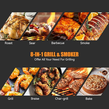 Z GRILLS Wood Pellet Smoker Grill, 8 in 1 BBQ Grill with Auto Temperature Control, 697 sq in Cooking Area for Backyard, Patio and Outdoor Cooking, 7002E, Sliver