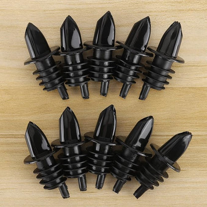 200 Pack Bottle Pourers Wine Pourers Plastic Liquor Free Flow Pourers Spout Pourer Black for Kitchen Olive Oil Mixed Drinks, 2.7 * 1.2 Inch