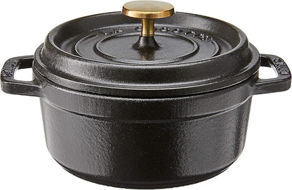 STAUB Cast Iron Dutch Oven 0.5-qt Round Cocotte, Made in France, Serves 1, Matte Black