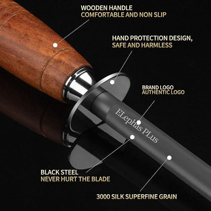 honing steel knife sharpener ，Wooden Handle knife sharpener rod,12 Inch Knife Sharpening Steel Honing Rod（mahogany）
