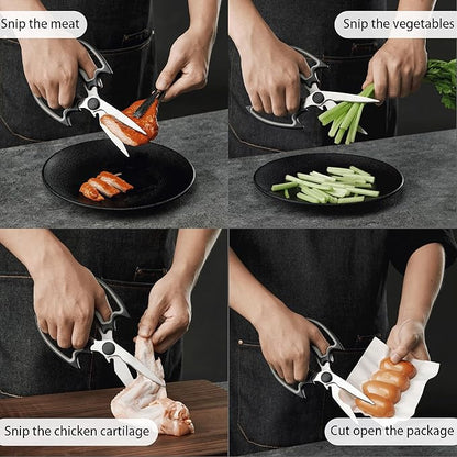Magnetic Kitchen Scissors All Purpose 2 Pack - Halloween Bat Kitchen Shears - Heavy Duty Stainless Steel Cooking Shears for Cutting Meat, Food, Poultry - Featuring a Magnetic Protective Sheath