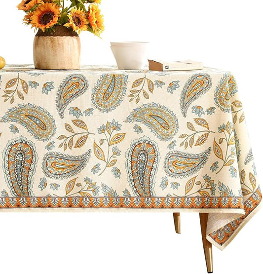 patdrea Designer Vintage French Rectangle Table Cloth,Italian Floral Wrinkle Free Farmhouse Tablecloth,Decor Table Cover for Kitchen Dining,Christmas,Tea Party,Thanksgiving,55"x87"-Lysaniya