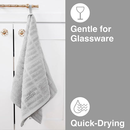 All-Clad Solid Kitchen Towels: Highly Absorbent, Super Soft Long Lasting - 100% Cotton, 17"x30" Tea Towels for Cleaning & Drying Dishes, Pans, Glassware, or Countertops, (2-Pack), Titanium Gray