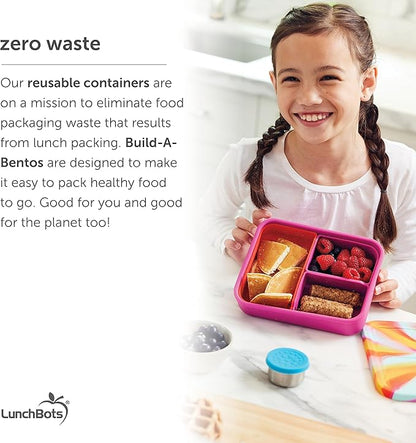 LunchBots Build -a- Bento Lunch Box, Silicone Bento Box for Kids, Multi-Compartment Lunch Container, Oven & Dishwasher Safe, BPA Free, 32 oz - Tie Dye Pink