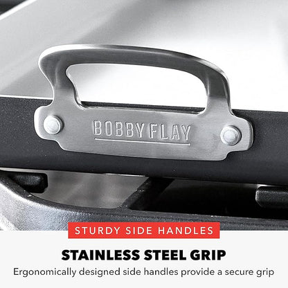 GreenPan x Bobby Flay 18" x 11" Nonstick Double Burner Griddle, PFAS-Free Ceramic Double Stovetop Skillet, Stainless Steel Handles, Dual-Use Cooking, Easy Clean Dishwasher & Oven Safe Pan, Gray