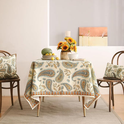 patdrea Designer Vintage French Rectangle Table Cloth,Italian Floral Wrinkle Free Farmhouse Tablecloth,Decor Table Cover for Kitchen Dining,Christmas,Tea Party,Thanksgiving,55"x79"-Lysaniya
