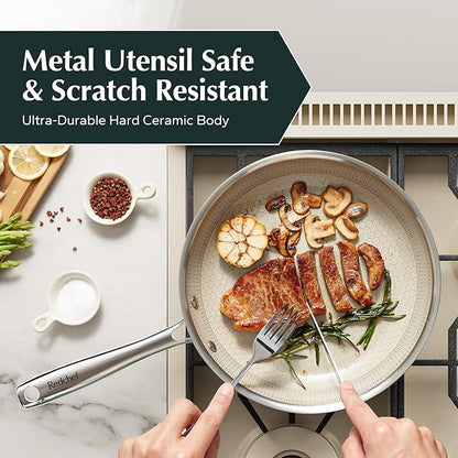 Redchef Hybrid Ceramic Nonstick 11-Inch Frying Pan with Stay-Cool Handle, Dishwasher & Oven Safe, Induction Compatible, Tri-Ply Stainless Steel & Aluminum, All Cooktops