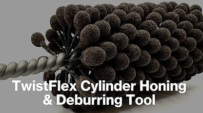 TwistFlex Cylinder Hone | 3-1/2" 240AO for Brake Cylinders, Valve Guides, Hydraulics, 3.5" Diameter for Hole Diameters 3.26"- 3.51" | Aluminum Oxide 240 Grit | 0.315" Shank | 13.5" Length