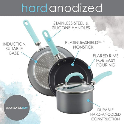 Rachael Ray Create Delicious Deep Hard Anodized Nonstick Frying Pan / Fry Pan / Hard Anodized Skillet - 12.5 Inch, Gray