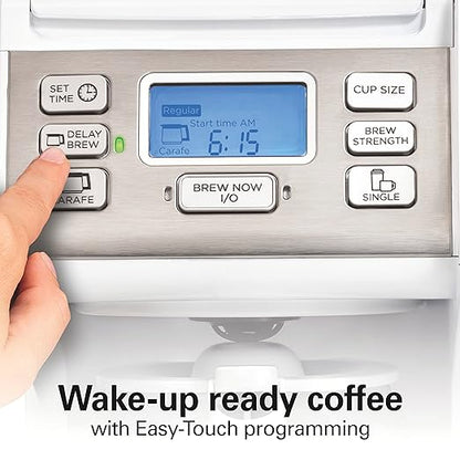 Hamilton Beach FlexBrew Trio 2-Way Coffee Maker, Compatible with K-Cup Pods or Grounds, Combo, Single Serve & Full 12 Cup Coffee Pot, White, Fast Brewing, Removeable Reservoir