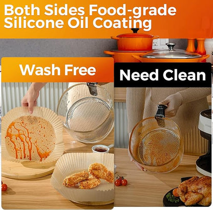 Vailnd Air Fryer Liners Disposable, 100Pcs 9 Inch Max Xl Large Cooker Airfryer Paper Liners, Oil Proof Parchment Sheets Square Basket Baking Liner for 8/10/11/12 QT Air Fryer Microwave