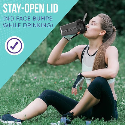 VELOMIX -6 PACK- Shaker Cups for Protein Shakes 20 oz - 6x Wire Whisk | Leak Proof Protein Shaker Bottle for Protein Shakes, Shaker Bottle Pack for Pre & Post Workout, Shaker Cup (ALL IN BLACK)