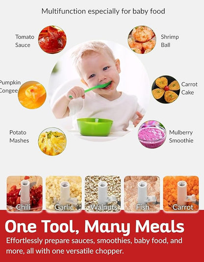 Manual Pull Mini Chopper 400ml – Handheld Vegetable Chopper for Onion, Garlic, Nuts, Herbs & Salad Prep – Compact Food Processor with Sharp Stainless Steel Blades, BPA-Free & Easy to Clean