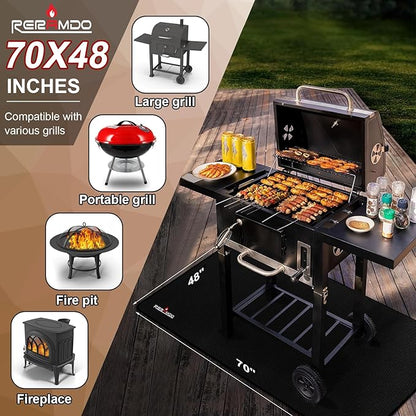 Large 70 X 48 Inch Under Grill Mats for Outdoor Grill,Double-Sided Fireproof Grill Pad, Waterproof/Oil-proof,BBQ Mat for Protector Deck and Patio,Griddle Accessories Compatible With Blackstone