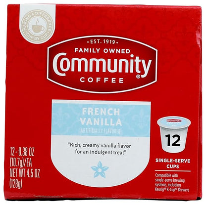 Community Coffee French Vanilla Flavored 12 Count Keurig K-Cup Coffee Pods, Medium Roast, 12 Count (Pack of 1)
