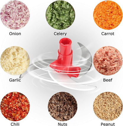 Cambom Manual Food Chopper Vegetable Chopper Hand Food Processor, Mixer, Blender, Whipper, Egg White Separator, Mincer, Grinder, Dicer with Clear Container 1200ml BPA Free Strong