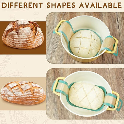Sourdough Bread Baking Supplies Set, 10 Inch Oval Brotform & 9 Inch Round Banneton Bread Proofing Baskets with Linen Liner, Sourdough Starter Kit, Natural Rattan Shape Dough Proofing Bowl