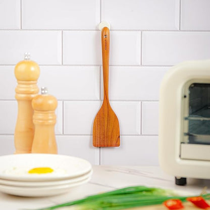 Teak Wooden Spatula for Cooking – Handcrafted Non-Stick Kitchen Utensil with Comfort Grip & Microfiber Cloth