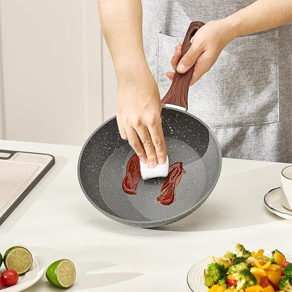 VEVOR Frying Pan Skillet，Nonstick Granite Egg Pan Omelet Pans, 3 Piece Set (9.5, 11, 12 in), Nonsitck Heavy-Duty Skillets with Heat-Resistant Handle, for Gas, Electric, Induction