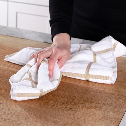 All-Clad Solid & Coordinate Kitchen Towels: Highly Absorbent, Super Soft Long Lasting 100% Cotton, 17" x 30" Tea Towels for Cleaning & Drying Dishes, Pans, Glassware, Countertops, 4-Pack, Cappuccino