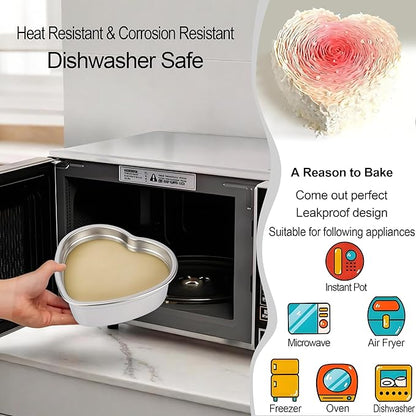 Heart Shaped Cake Pans, Nonstick Heart Cake Pan 6 Inch for Layer cakes, Stainless Steel Baking Pan Cake Tins for Birthday/Valentine's Day/Thanksgiving/Wedding/Anniversary/Christmas, Dishwasher Safe