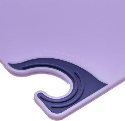 San Jamar Saf-T-Grip Plastic Cutting Board with Safety Hook, 9" x 12" x 0.375", Purple