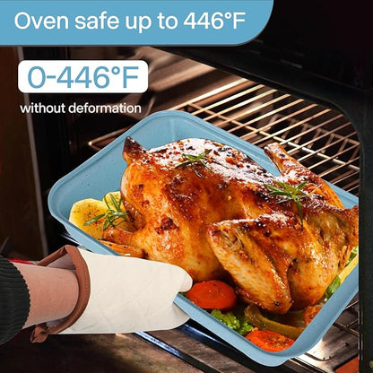 9x13 Baking Pan Set of 2, Nonstick 13 x 9 Cake Pan for Oven, Deep Rectangle Pan for Brownies, Lasagna, Roasting, Blue Carbon Steel Bakeware Gift